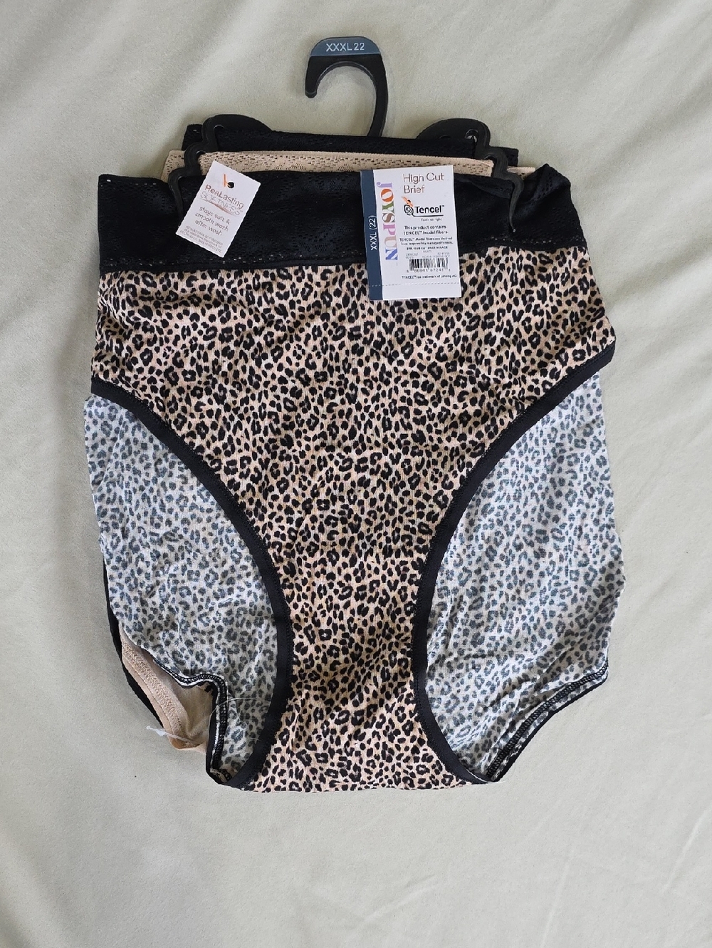 Joyspun 3 Pack High-Cut Briefs XXXL 22 Leopard Print Black & Nude Full Coverage